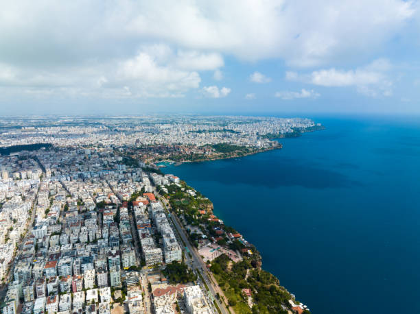istock Skyline and Seashore: Aerial View of Antalya, Turkey 1490957691
