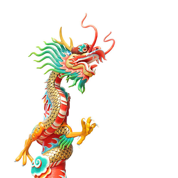 Chinese style dragon statue isolated on white stock photo