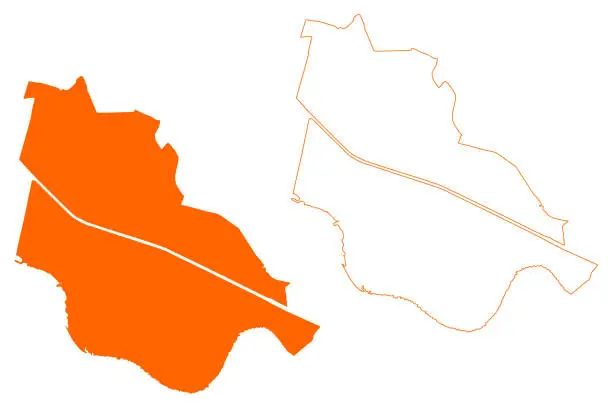 Vector illustration of Houten municipality (Kingdom of the Netherlands, Holland, Utrecht province) map vector illustration, scribble sketch map