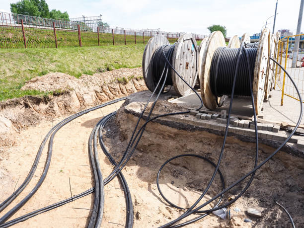 istock Close-up of electric cables on the ground in a construction site 1490964085