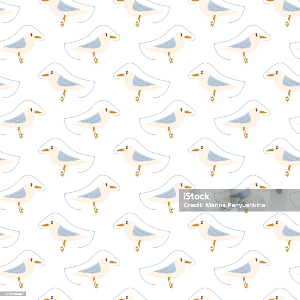 Seagulls Seamless Pattern Stock Illustration - Download Image Now ...