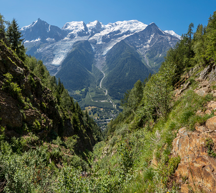 The Mont Blanc massif and Aigulle du Midi peak - Chamonix.