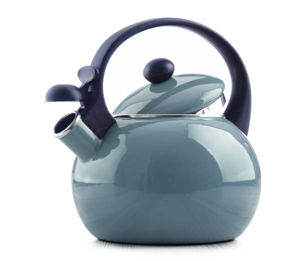 istock Traditional stainless steel stovetop kettle with whistle 1490967300