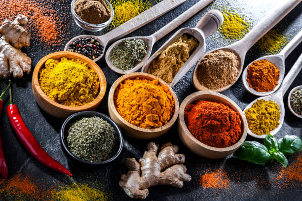 istock Composition with assortment of spices and herbs 1490968054