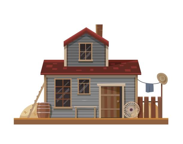 istock Western Wild West stables, country town building 1490969339
