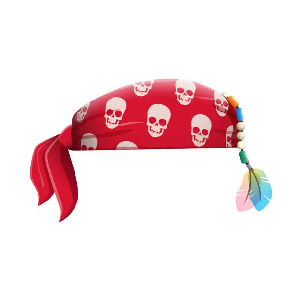 Vector illustration of Cartoon pirate captain bandana with human skulls