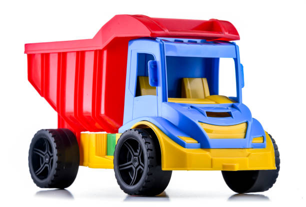 istock Colorful plastic dump truck isolated on white background 1490970489