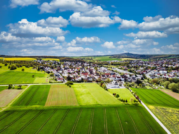 istock Landscape with village and Meadows 1490970902