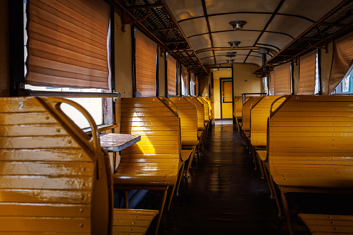 Retro vintage wooden railway carriage