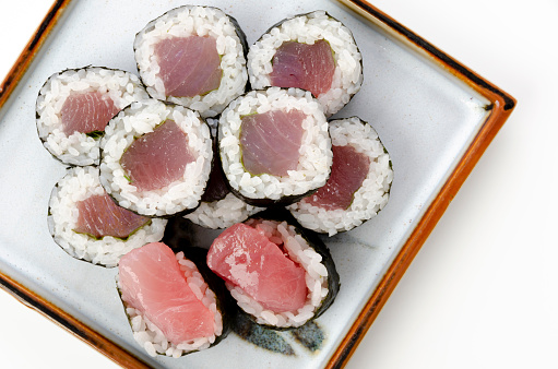 Japanese food,  Shiso Tekka-maki, Tuna roll sushi,