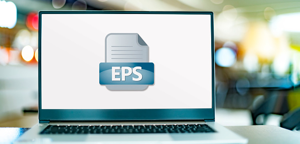 Laptop computer displaying the icon of EPS file