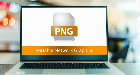 Laptop computer displaying the icon of PNG file