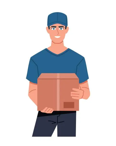 Vector illustration of Courier with a parcel in his hands
