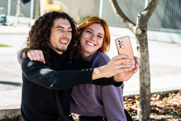 istock Young friends taking a selfie at street 1490980550