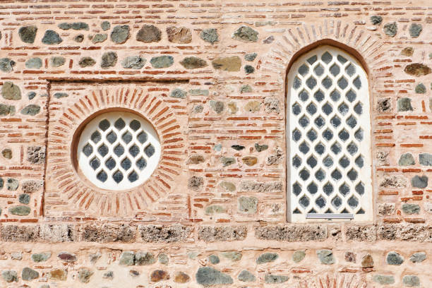 istock Texture of the old brick wall and windows 1490980725