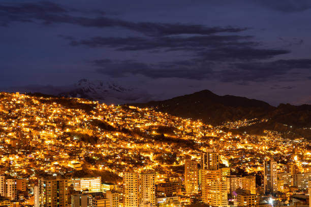 istock La Paz Cityscape and Illimani Mountain at Night 1490989361