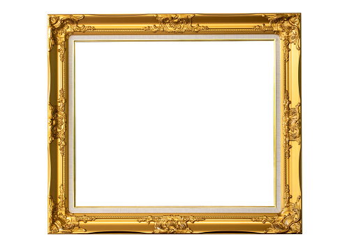 Magnificent gilded wood frame in Louis XVI style. France 19TH Century,isolated on white background with clipping path, Picture frame, intrerior