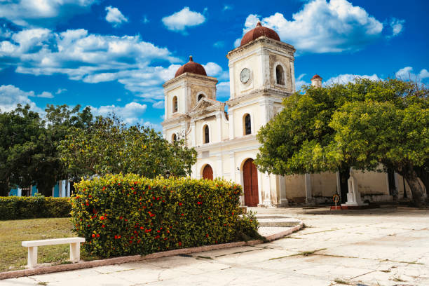 A view at San Fulgencio Catholic Church, Iglesia Catolica de San Fulgencio  in Spanish, which is situated in Gibara Calixto García Square.