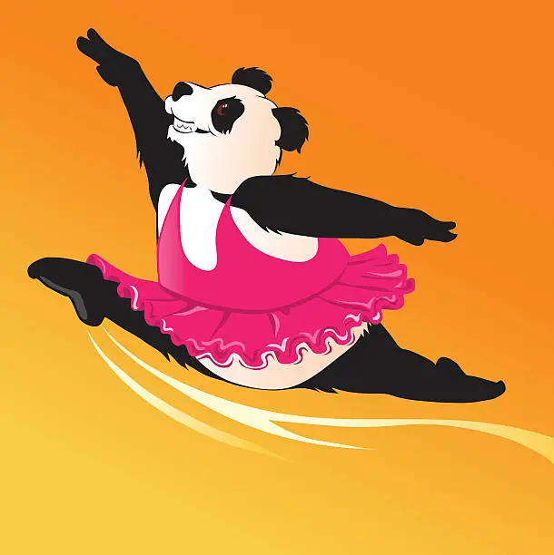 Vector illustration of Dancing Giant Panda Ballerina in Hot Pink Tutu