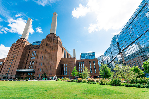 Battersea Power Station with new buildings in London