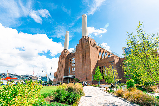 Battersea power station under blue sky