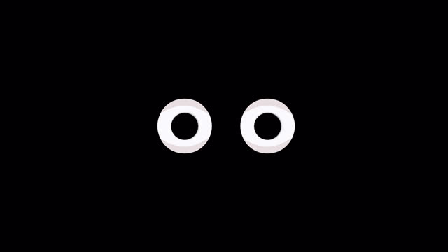 Cartoon eyes blinking over alpha channel. Black and white illustrated eye opening.