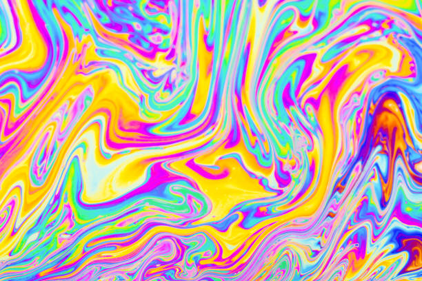 istock Psychedelic multicolored background abstract. Rainbow colors. patterns background. Photo macro shot of soap bubbles 1491018731
