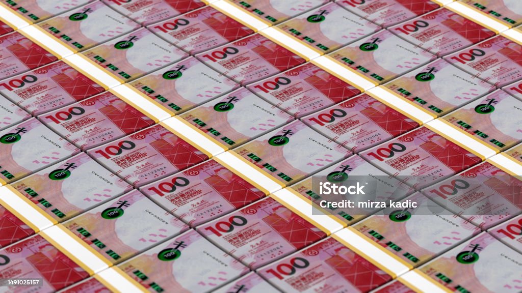 Hong Kong Dollar Banknotes Money / Currency HKD - HK$ 100 100 Hong Kong Banknotes Money / Hong Kong Dollar / Currency HKD Abundance Stock Photo