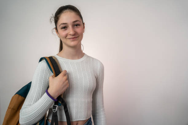 Teenage girl with backpack