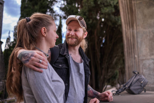 istock Cute traveling couple on vacation 1491031487