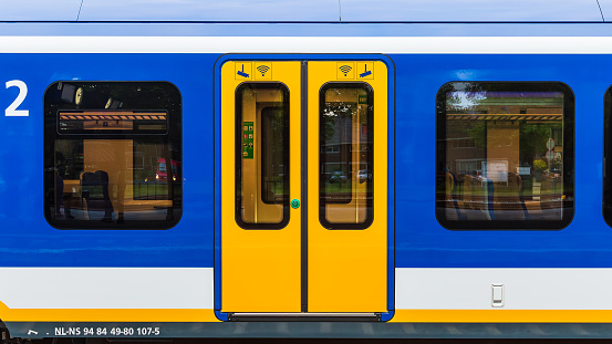 Zwolle, the Netherlands - May 16th, 2023: Sprinter train from the dutch rail ways (NS) at Zwolle, The Netherlands