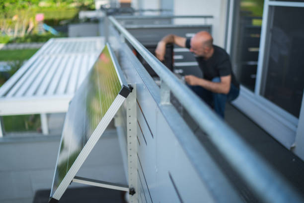 istock sustainable private blackout precautions with solar panel on balcony 1491032838