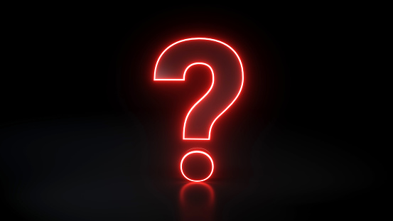 Question Mark Sign Icon With Red Neon Light - 3D Render, 3D illustration