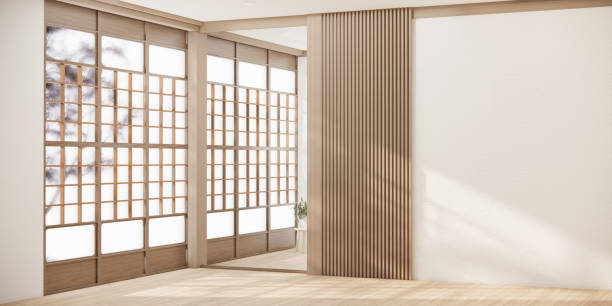 istock Japan style ,empty room decorated  in white room japan interior. 1491039598