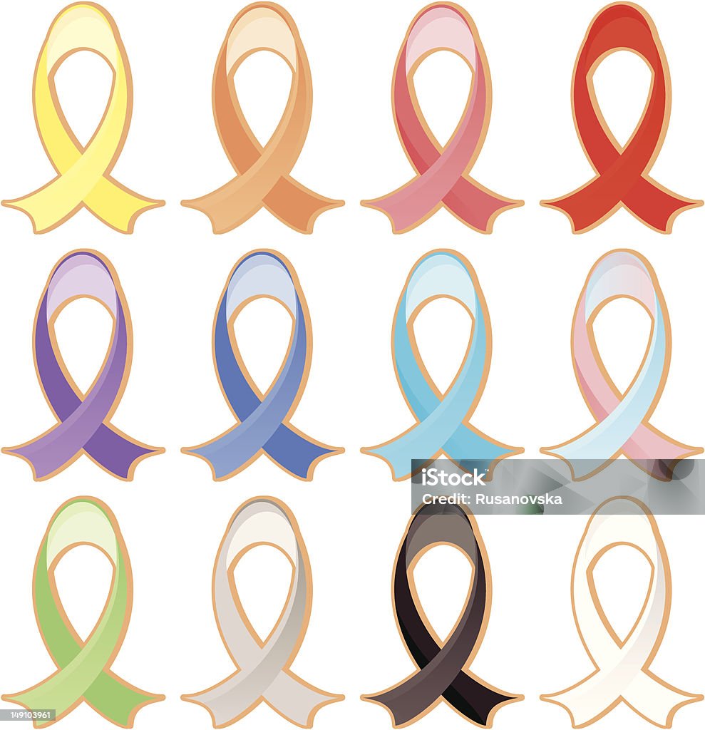 Awareness Ribbons Vector illustration. Set of Awareness Ribbons. Cancer - Illness stock vector
