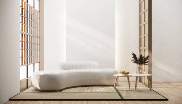 istock Minimalist japandi style living room decorated with sofa. 1491039726