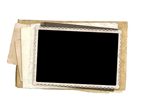 Analog photography print frame on a white background