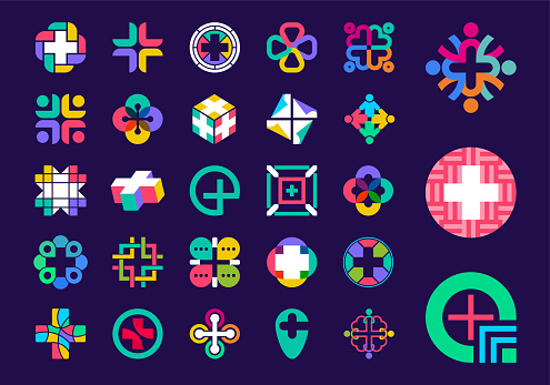 Plus Logo Example Unique Plus Shape Logo Set Stock Illustration - Download Image Now ...