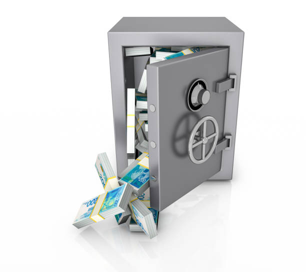 istock Safe box full Israeli Shekel packs on white background 1491040488