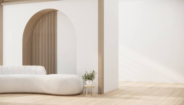 istock Minimalist japandi style living room decorated with sofa. 1491040558