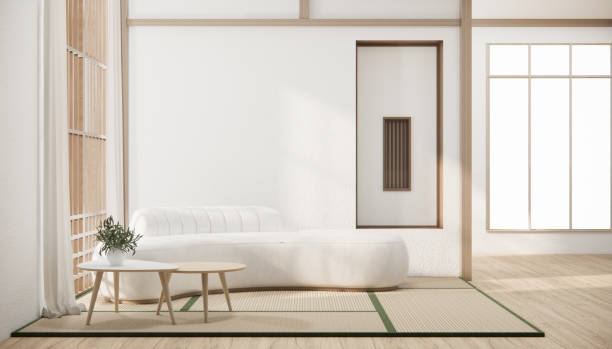 istock Minimalist japandi style living room decorated with sofa. 1491040667