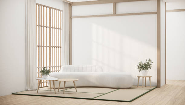 istock Minimalist japandi style living room decorated with sofa. 1491040676