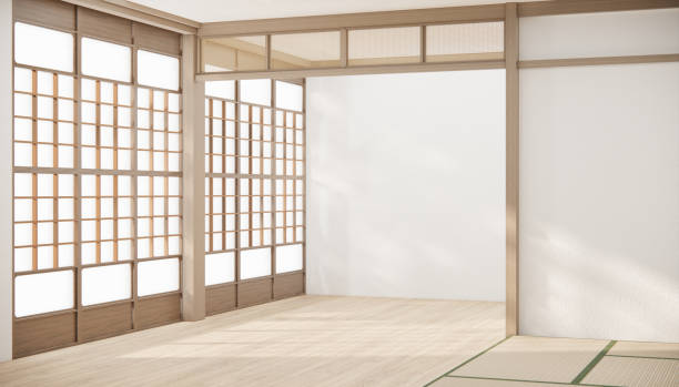 istock Japan style ,empty room decorated  in white room japan interior. 1491040739