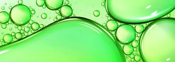 Vector illustration of Green liquid oil bubble macro texture background