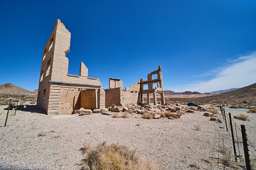 Historic Ruins of the Rhyolite Ghost Town located near Death Valley National Park.