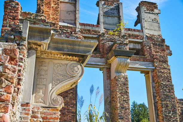 Image of Stone detailing of old ruins covered in brick