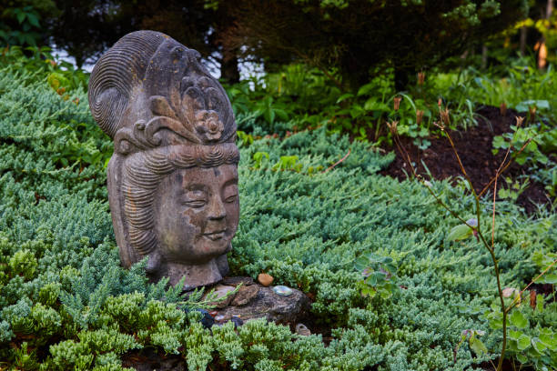 istock Stone head in gardens for Tibetan Mongolian Buddhist 1491046424