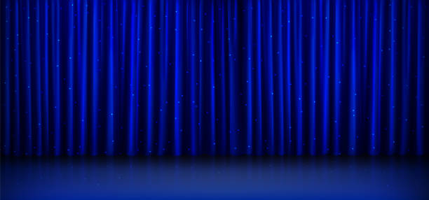 istock Blue curtain for theater or cinema stage 1491055679