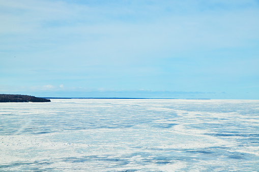 Image of Winter season frozen lake ice formations