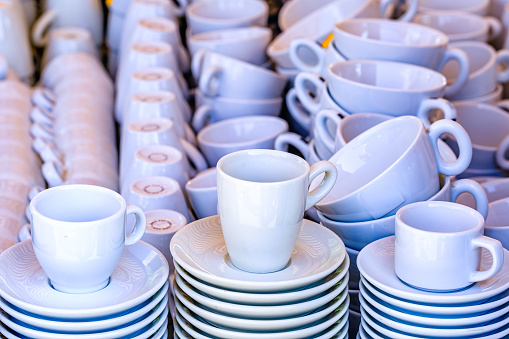 tableware and ceramic at a market - photo